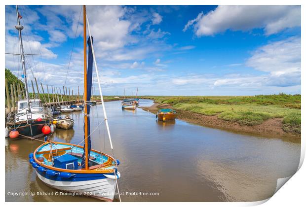 Serene scene with boats in Blakeney harbour Print by Richard O'Donoghue