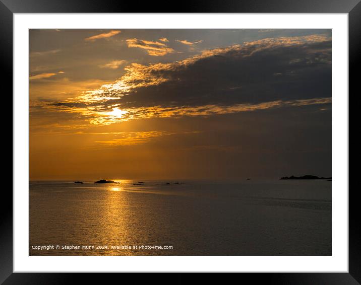 English Channel Sunset Reflection Framed Mounted Print by Stephen Munn