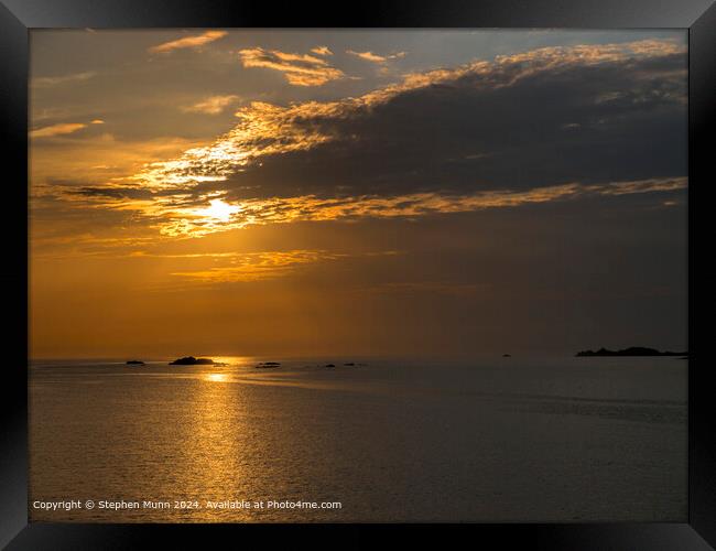 English Channel Sunset Reflection Framed Print by Stephen Munn