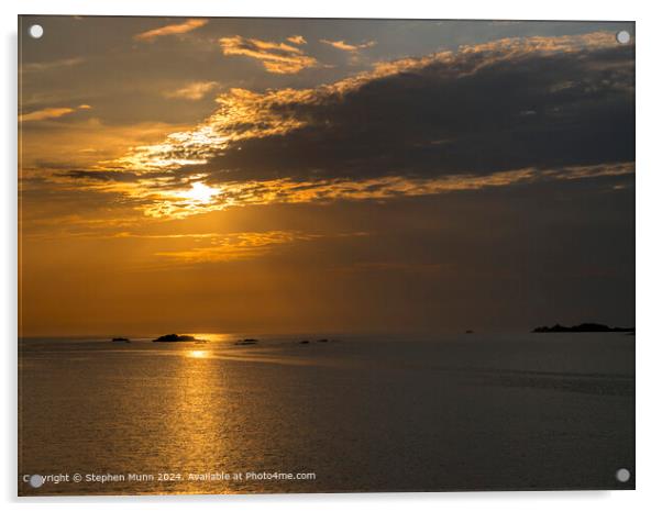 English Channel Sunset Reflection Acrylic by Stephen Munn