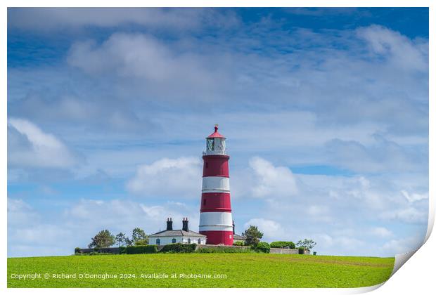 Happisburgh Lighthouse in Summer Print by Richard O'Donoghue