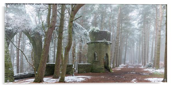 Cottingley Folly Winter Landscape Acrylic by nick hirst