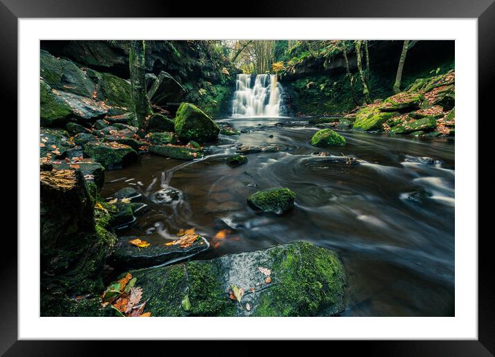 Hallas Lane Waterfall Landscape Framed Mounted Print by nick hirst