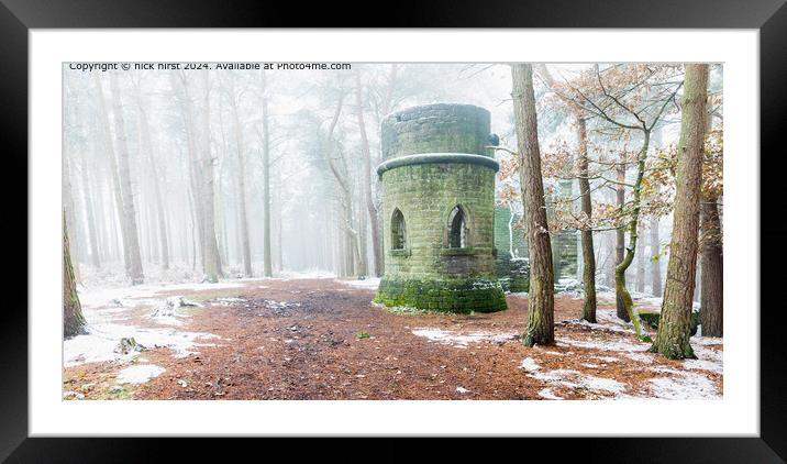 Misty Snow Folly in Cottingley Woods Framed Mounted Print by nick hirst