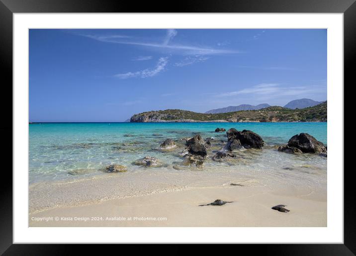 Turquoise Waters and Golden Sands, Crete Framed Mounted Print by Kasia Design