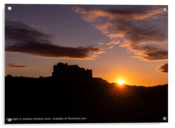 Bamburgh Castle Sunset Silhouette at Sunset Acrylic by Graham Prentice