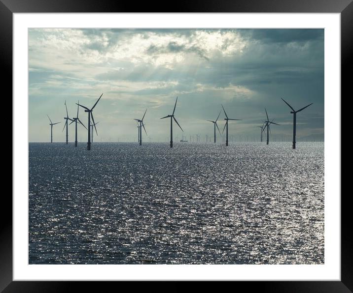Windfarm Silhouette Atmospheric Framed Mounted Print by chris hyde
