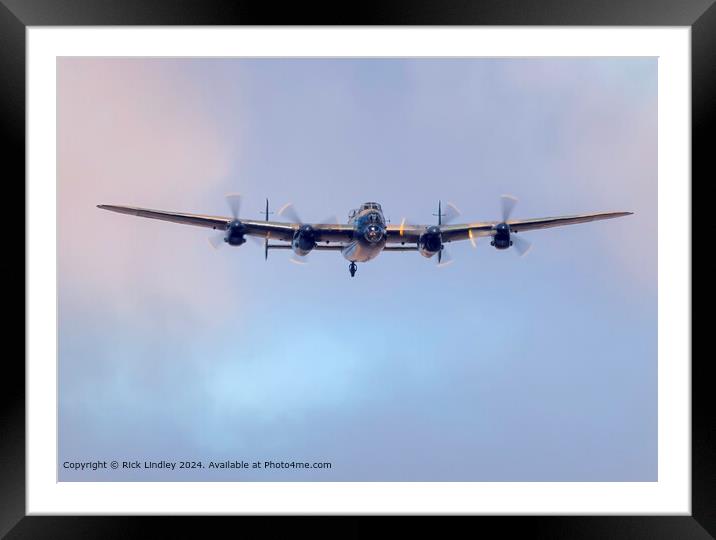 Avro Lancaster BBMF Head-On Sky Framed Mounted Print by Rick Lindley
