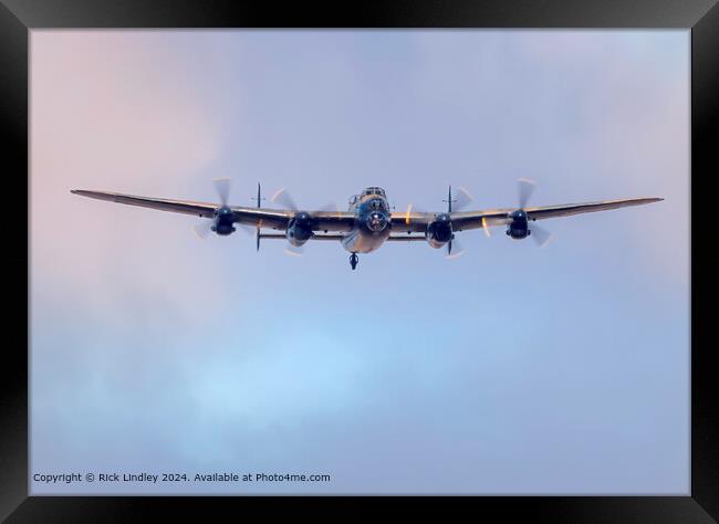 Avro Lancaster BBMF Head-On Sky Framed Print by Rick Lindley