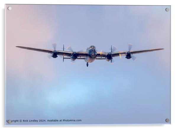 Avro Lancaster BBMF Head-On Sky Acrylic by Rick Lindley