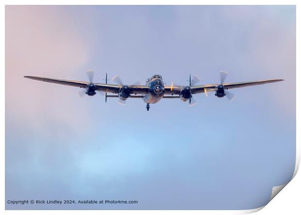 Avro Lancaster BBMF Head-On Sky Print by Rick Lindley