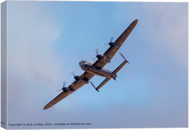 Avro Lancaster Banking Right Canvas Print by Rick Lindley