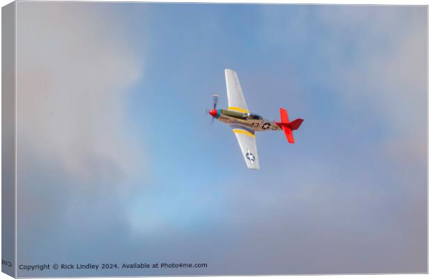 P51 Mustang Southport Sky Canvas Print by Rick Lindley