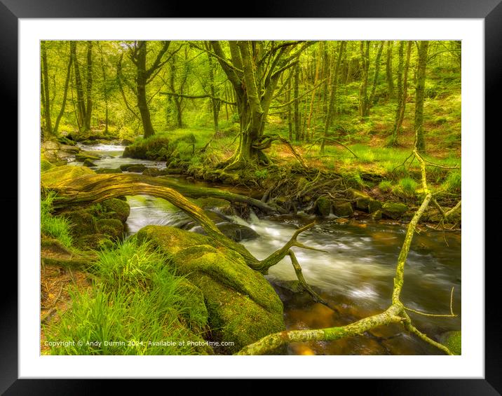 River Fowey Cascade Landscape Framed Mounted Print by Andy Durnin