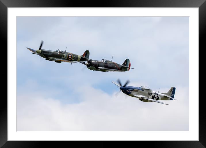 WW2 Fighter Formation Framed Mounted Print by J Biggadike