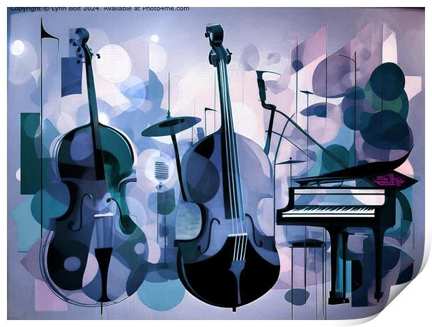 Jazz Instruments in Blue Print by Lynn Bolt