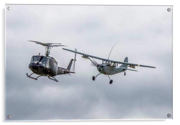 Cessna O-1 Bird Dog and Bell UH-1 Huey Helicopter Acrylic by J Biggadike