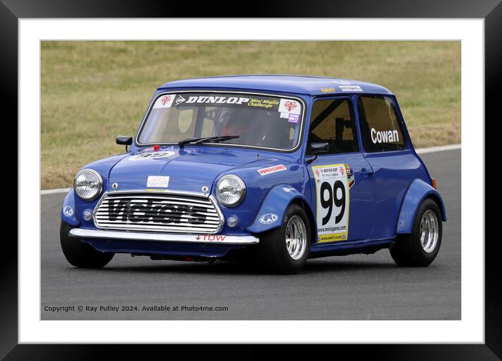 Blue Mini Racing on Track Framed Mounted Print by Ray Putley