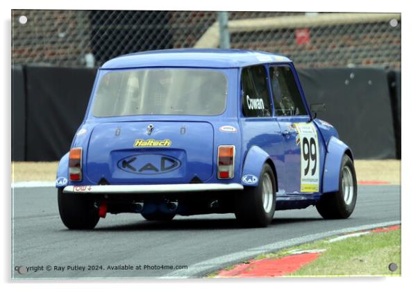 Blue Mini Racing: Dynamic, Thrilling, Action Acrylic by Ray Putley