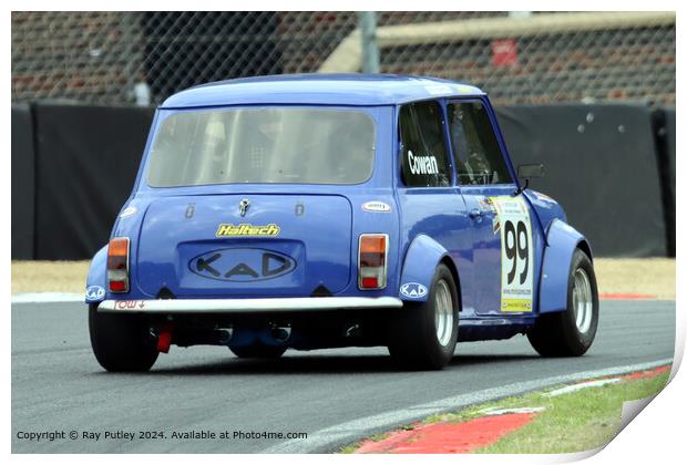 Blue Mini Racing: Dynamic, Thrilling, Action Print by Ray Putley