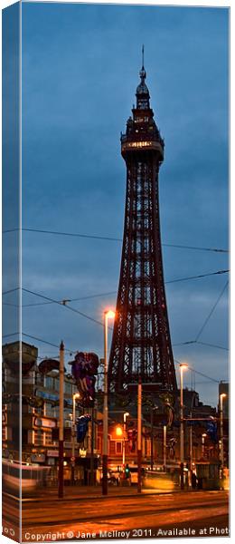 Blackpool Tower at Night, Winter Canvas Print by Jane McIlroy