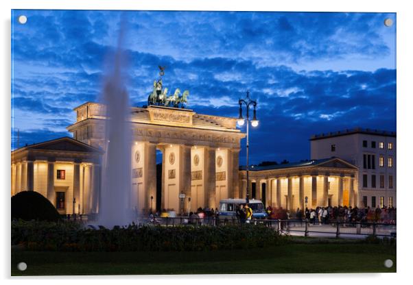 Brandenburg Gate At Night In Berlin Acrylic by Artur Bogacki