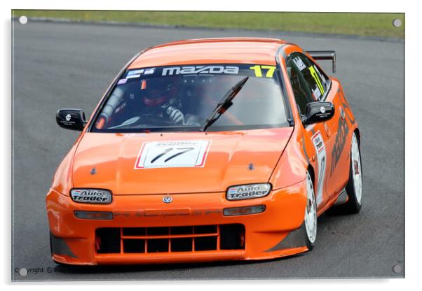 Orange Mazda 323F Racing Acrylic by Ray Putley