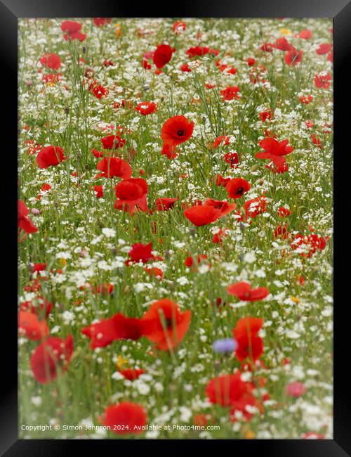 Cotswolds Meadow Flowers Framed Print by Simon Johnson