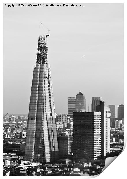 The Shard and Canary Wharf Print by Terri Waters