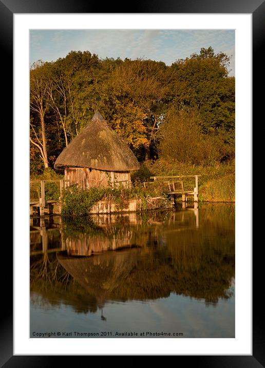 Fishing Hut on River Test Framed Mounted Print by Karl Thompson