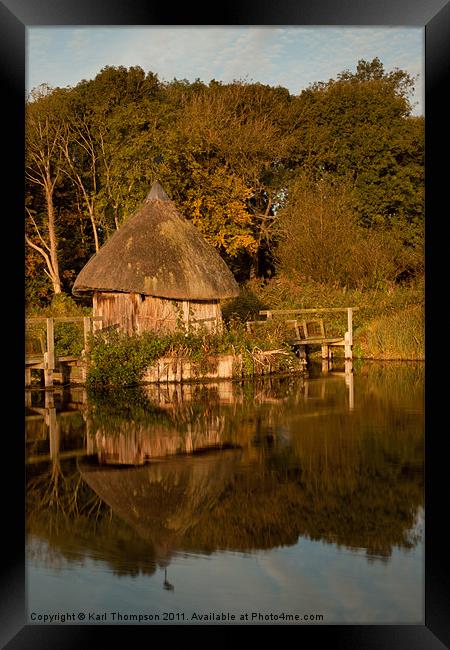 Fishing Hut on River Test Framed Print by Karl Thompson