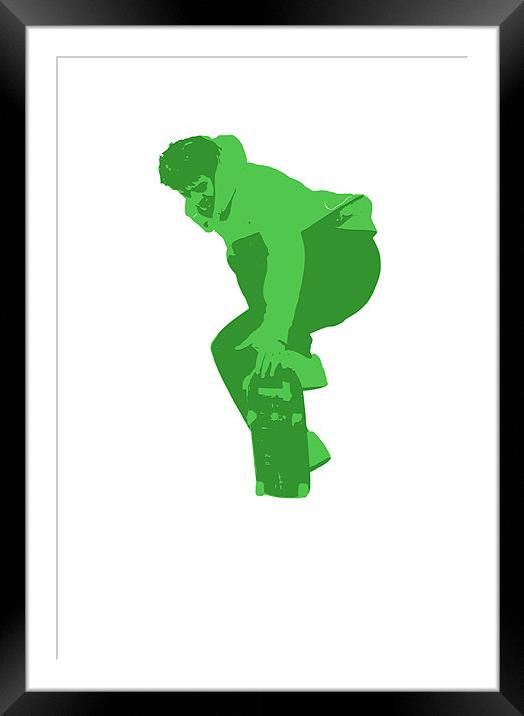 Skater - Green Framed Mounted Print by Donna Collett