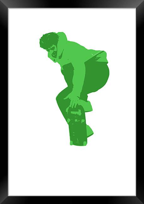 Skater - Green Framed Print by Donna Collett