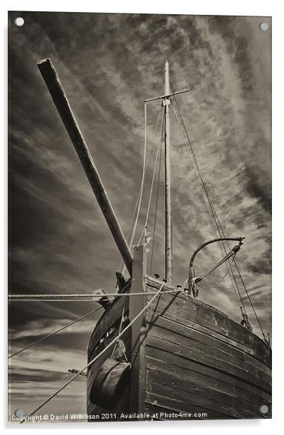 Old Fishing Boat Acrylic by Dave Wilkinson North Devon Ph