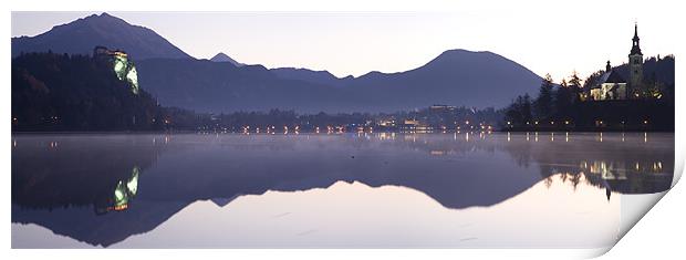 Dawn breaks over Lake Bled Print by Ian Middleton