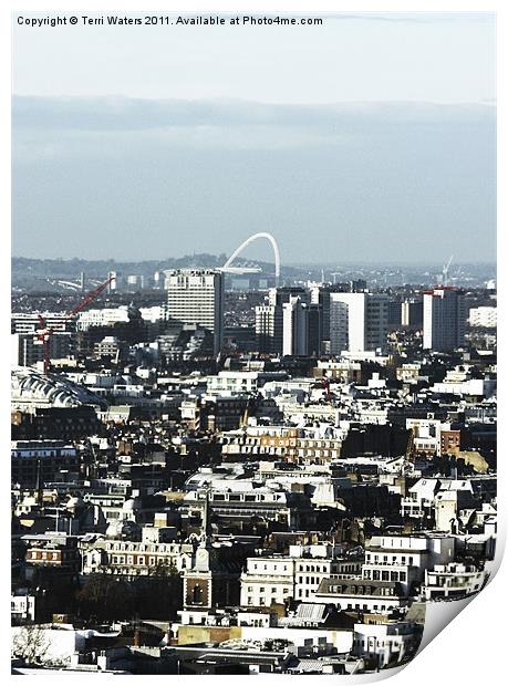 Wembley Arch on London Skyline Print by Terri Waters