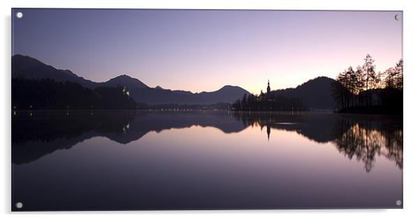 Dawn breaks over Lake Bled Acrylic by Ian Middleton