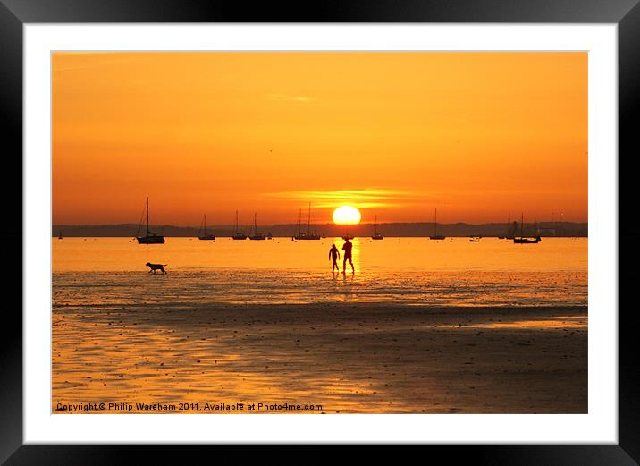 On the Beach at Sunset Framed Mounted Print by Phil Wareham