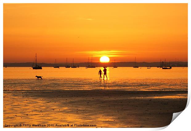 On the Beach at Sunset Print by Phil Wareham