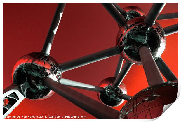 Red Atomium Print by Rob Hawkins