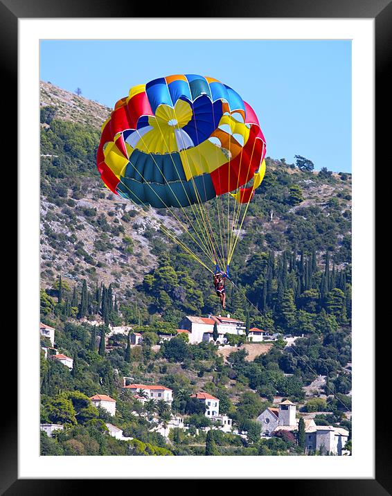 WATER SKIING AND PARACHUTING Framed Mounted Print by radoslav rundic