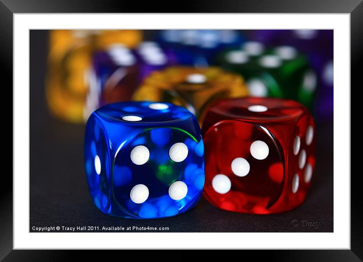 NEON DICE Framed Mounted Print by Tracy Hall
