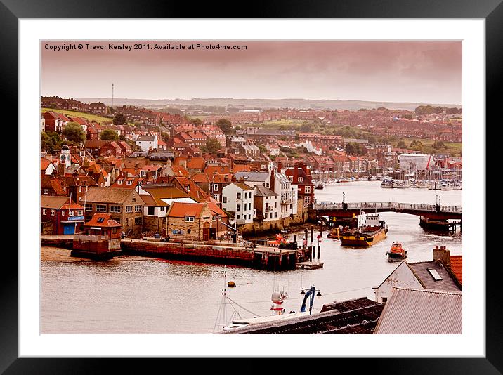 Whitby Town Framed Mounted Print by Trevor Kersley RIP