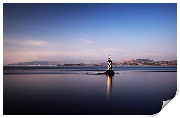 Lighthouse on Firth of Clyde Print by Grant Glendinning