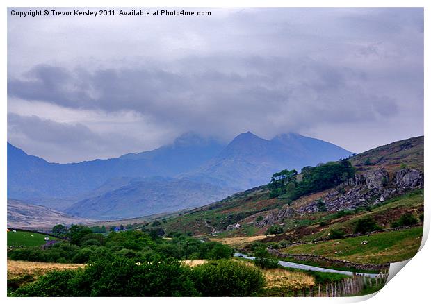Snowdon through the Clouds Print by Trevor Kersley RIP
