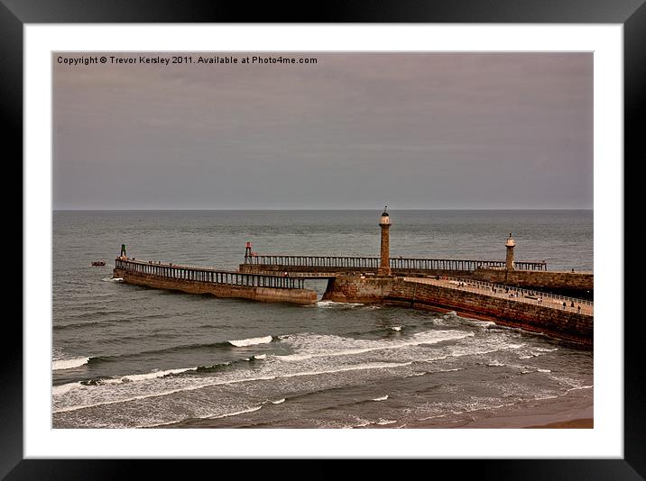 The Harbour Whitby Framed Mounted Print by Trevor Kersley RIP