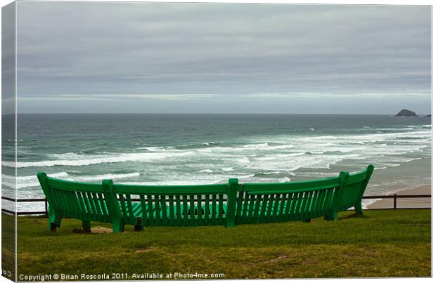 #Perranporth Seat With a View Canvas Print by Brian Roscorla