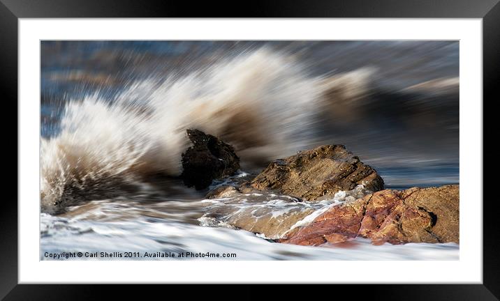 Wave on the rocks. Framed Mounted Print by Carl Shellis
