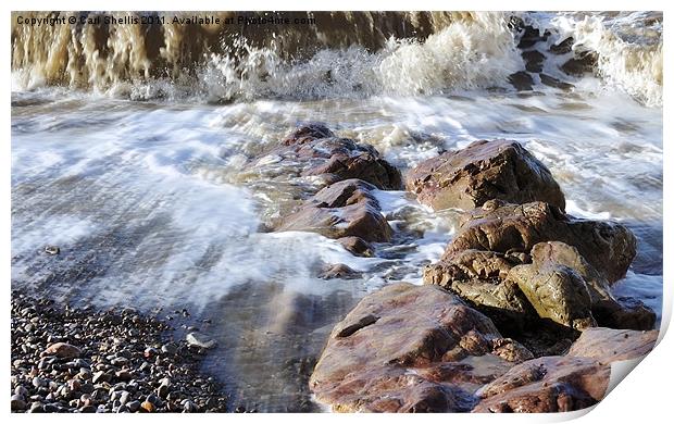 Surf & Rocks Print by Carl Shellis