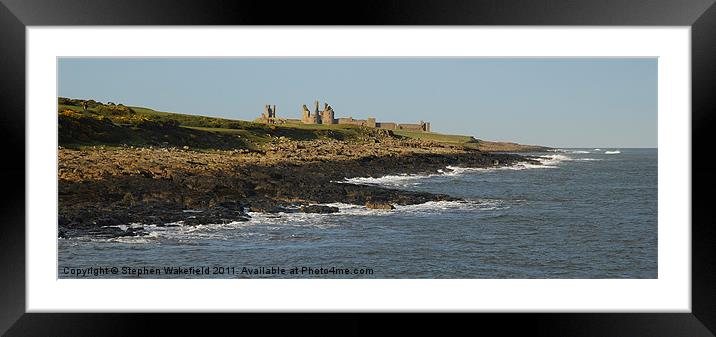 Dunstanburgh castle and coast aspect Framed Mounted Print by Stephen Wakefield